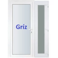 138x208cm Műanyag kétszárnyú aszimmetrikus bejárati ajtó öt kamrás profilból - Teli Gríz uveges - BAL - Befelé nyíló - (Gyártási méret: 138x208cm)