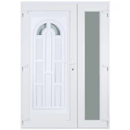 138x208cm Műanyag kétszárnyú aszimmetrikus bejárati ajtó öt kamrás profilból - Boszporusz 2 - BAL - Befelé nyíló - (Gyártási méret: 138x208cm)