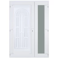 138x208cm Műanyag kétszárnyú aszimmetrikus bejárati ajtó öt kamrás profilból - Boszporusz tömör - Befelé nyíló - (Gyártási méret: 138x208cm)