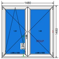 150x150 Kétszárnyú bukó/nyíló műanyag ablak RAKTÁRRÓL