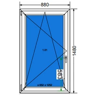 90x150 Bukó / nyíló műanyag ablak RAKTÁRRÓL