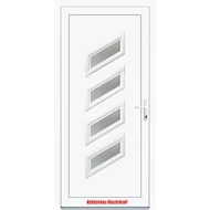 100x210 Műanyag bejárati ajtó öt kamrás profilból - 3 rétegű üveggel Quadro - BAL - Befelé nyíló - (Gyártási méret: 98x208)