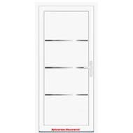 Linox - Műanyag bejárati ajtó öt kamrás profilból - Tömör panel - Kétoldali Inox rátét