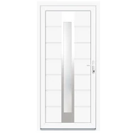 100x210 Műanyag bejárati ajtó öt kamrás profilból - 3 rétegű üveggel -  Kívűl színes ANTRACIT  San Remo - BAL - Befelé nyíló - (Gyártási méret: 98x208)