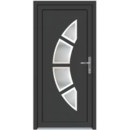 100x210 Műanyag bejárati ajtó öt kamrás profilból - 3 rétegű üveggel -  Kívűl színes ANTRACIT  Dubai - BAL - Befelé nyíló - (Gyártási méret: 98x208)