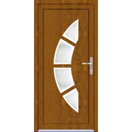 100x210 Műanyag bejárati ajtó öt kamrás profilból - 3 rétegű üveggel - Kívűl színes TÖLGY Dubai - BAL - Befelé nyíló - (Gyártási méret: 98x208)