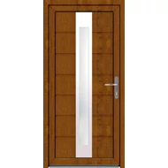 100x210 Műanyag bejárati ajtó öt kamrás profilból - 3 rétegű üveggel - Kívűl színes TÖLGY San Remo - BAL - Befelé nyíló - (Gyártási méret: 98x208)