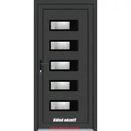 100x210 Műanyag bejárati ajtó öt kamrás profilból - 3 rétegű üveggel Porta Nero - BAL - Befelé nyíló - (Gyártási méret: 98x208)