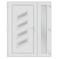 138x208cm Műanyag kétszárnyú aszimmetrikus bejárati ajtó öt kamrás profilból - Quadro- Befelé nyíló - (Gyártási méret: 138x208cm) 138x208cm Műanyag kétszárnyú aszimmetrikus bejárati ajtó öt kamrás profilból - Quadro- Befelé nyíló - (Gyártási méret: 138x208cm)