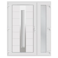 138x208cm Műanyag kétszárnyú aszimmetrikus bejárati ajtó öt kamrás profilból - San Remo - Befelé nyíló - (Gyártási méret: 138x208cm)