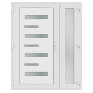 138x208cm Műanyag kétszárnyú aszimmetrikus bejárati ajtó öt kamrás profilból - Zebra - Befelé nyíló - (Gyártási méret: 138x208cm)