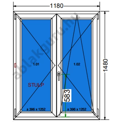 120x150 Kétszárnyú bukó/nyíló 3 rétegű műanyag ablak RAKTÁRRÓL azonnal vihető!