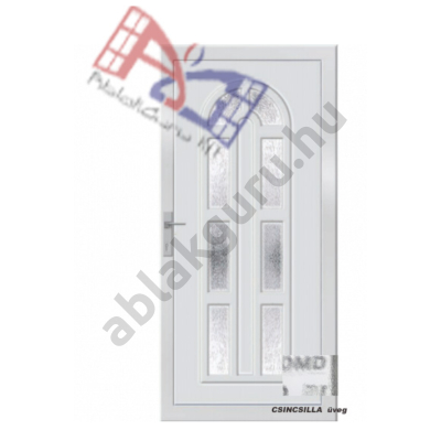 100x210cm Műanyag bejárati ajtó 6 kamrás profilból  3 rétegű  Csincsilla üveggel - Boszporusz 8 -JOBB - Befelé nyíló - (Gyártási méret: 98x208cm)