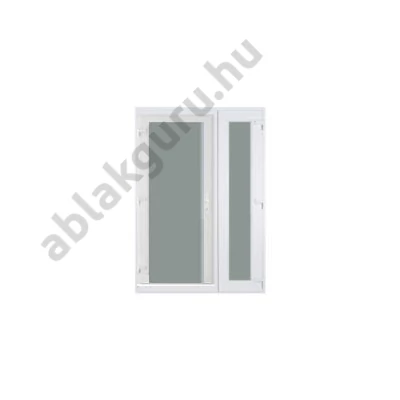 138x208cm Műanyag kétszárnyú aszimmetrikus bejárati ajtó öt kamrás profilból - Teli Float uveges - BAL - Befelé nyíló - (Gyártási méret: 138x208cm)