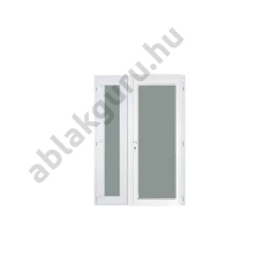 138x208cm Műanyag kétszárnyú aszimmetrikus bejárati ajtó öt kamrás profilból - Teli Float uveges - JOBB - Befelé nyíló - (Gyártási méret: 138x208cm)