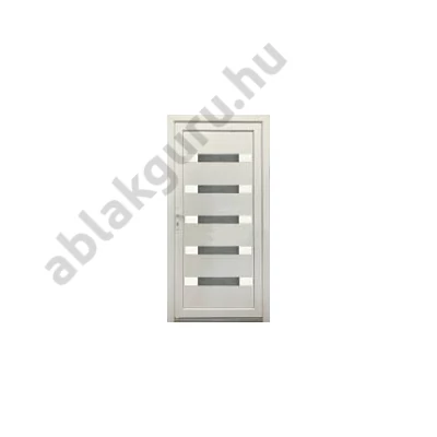 INOX rátétes - 42mm-es  PVC+ACÉL+ 2xMDF merevítéses PANELLEL - Műanyag bejárati ajtó - Gríz üveg