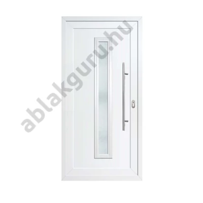 100x210 Műanyag bejárati ajtó öt kamrás profilból - Geránium 1 - BAL - Befelé nyíló - (Gyártási méret: 98x208) FOGANTYÚ