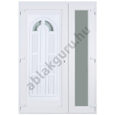 138x208cm Műanyag kétszárnyú aszimmetrikus bejárati ajtó öt kamrás profilból - Boszporusz 2 - BAL - Befelé nyíló - (Gyártási méret: 138x208cm)