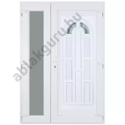 138x208cm Műanyag kétszárnyú aszimmetrikus bejárati ajtó öt kamrás profilból - Boszporusz 2 - JOBB - Befelé nyíló - (Gyártási méret: 138x208cm)