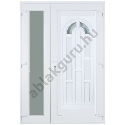 138x208cm Műanyag kétszárnyú aszimmetrikus bejárati ajtó öt kamrás profilból - Boszporusz 2 - JOBB - Befelé nyíló - (Gyártási méret: 138x208cm)