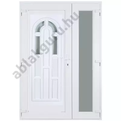 138x208cm Műanyag kétszárnyú aszimmetrikus bejárati ajtó öt kamrás profilból - Boszporusz 4 - BAL - Befelé nyíló - (Gyártási méret: 138x208cm)