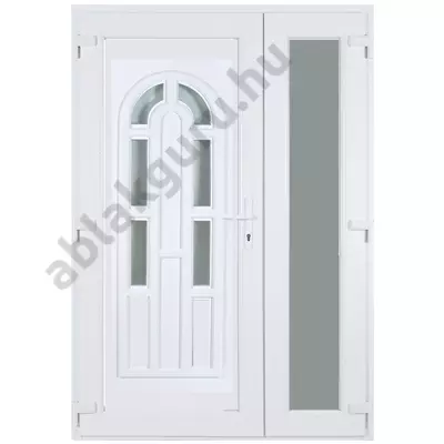 138x208cm Műanyag kétszárnyú aszimmetrikus bejárati ajtó öt kamrás profilból - Boszporusz 6 - BAL - Befelé nyíló - (Gyártási méret: 138x208cm)