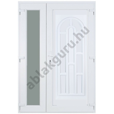 138x208cm Műanyag kétszárnyú aszimmetrikus bejárati ajtó öt kamrás profilból - Boszporusz tömör - JOBB - Befelé nyíló - (Gyártási méret: 138x208cm)