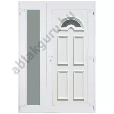 138x208cm Műanyag kétszárnyú aszimmetrikus bejárati ajtó öt kamrás profilból - Temze 1 - JOBB - Befelé nyíló - (Gyártási méret: 138x208cm)