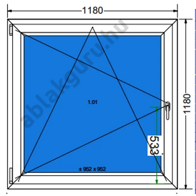 120x120 Bukó / nyíló műanyag ablak RAKTÁRRÓL