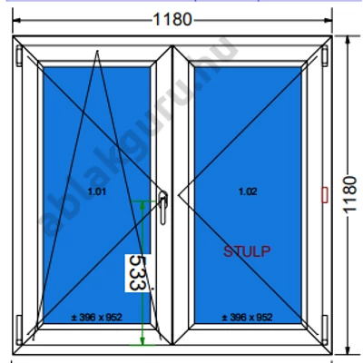 120x120 Kétszárnyú bukó/nyíló műanyag ablak RAKTÁRRÓL
