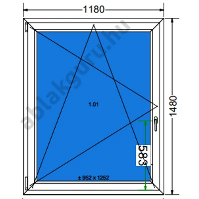 120x150 Bukó / nyíló műanyag ablak RAKTÁRRÓL