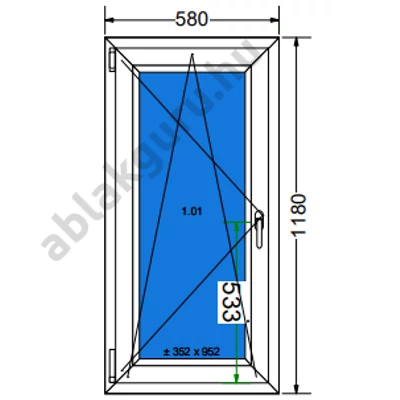 60x120 Bukó / nyíló műanyag ablak RAKTÁRRÓL