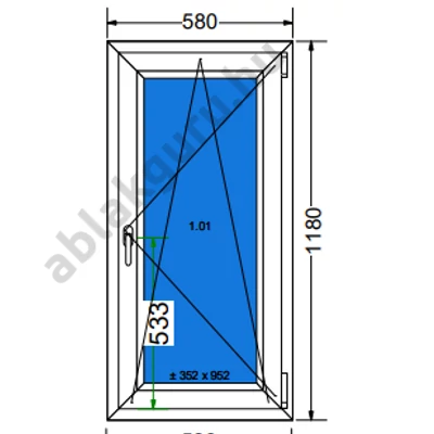 60x120 Bukó / nyíló műanyag ablak RAKTÁRRÓL