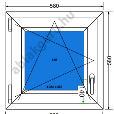 60x60 Bukó / nyíló műanyag ablak RAKTÁRRÓL