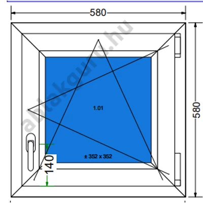 60x60 Bukó / nyíló műanyag ablak RAKTÁRRÓL