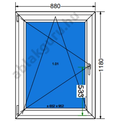 90x120 Bukó / nyíló műanyag ablak RAKTÁRRÓL