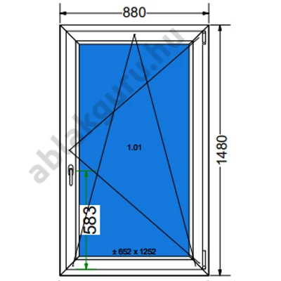 90x150 Bukó / nyíló műanyag ablak RAKTÁRRÓL