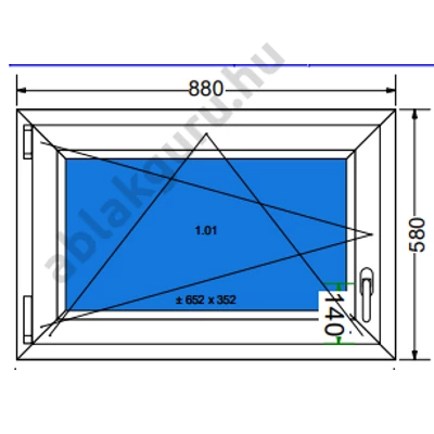 90x60 Bukó / nyíló műanyag ablak RAKTÁRRÓL