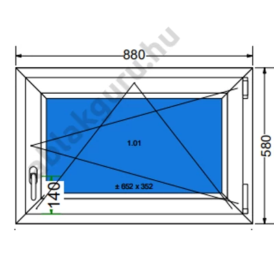 90x60 Bukó / nyíló műanyag ablak RAKTÁRRÓL