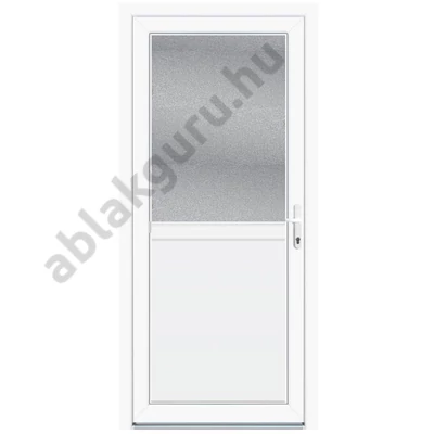 90x210 Műanyag mellékbejárati ajtó 4/5 (tok/szárny) kamrás profilból - 20 mm vastagságú betéttel (Gyártási méret: 88x208) Raktárról azonnal elvihető!