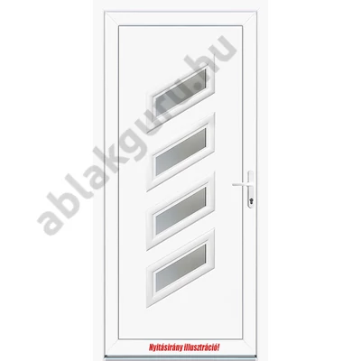 100x210 Műanyag bejárati ajtó öt kamrás profilból - 3 rétegű üveggel Quadro - BAL - Befelé nyíló - (Gyártási méret: 98x208)