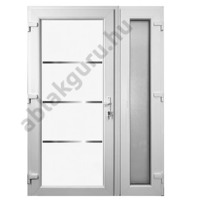 Linox - Műanyag bejárati ajtó öt kamrás profilból - Tömör panel - Kétoldali Inox rátét Linox - Műanyag bejárati ajtó öt kamrás profilból - Tömör panel - Kétoldali Inox rátét