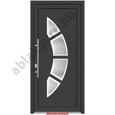 100x210 Műanyag bejárati ajtó öt kamrás profilból - 3 rétegű üveggel -  Kívűl színes ANTRACIT Dubai - BAL - Befelé nyíló - FOGANYTÚ -  (Gyártási méret: 98x208)
