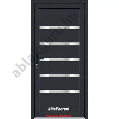 100x210 Műanyag bejárati ajtó öt kamrás profilból - 3 rétegű üveggel Quadro - BAL - Befelé nyíló - (Gyártási méret: 98x208)