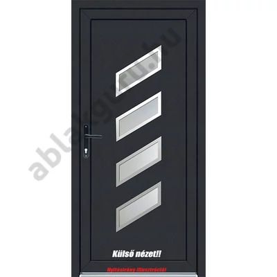 100x210 Műanyag bejárati ajtó öt kamrás profilból - 3 rétegű üveggel Quadro - BAL - Befelé nyíló - (Gyártási méret: 98x208)