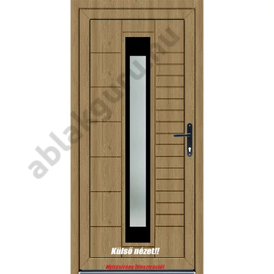 100x210 Műanyag bejárati ajtó öt kamrás profilból - 3 rétegű üveggel Quadro - JOBB - Befelé nyíló - (Gyártási méret: 98x208)
