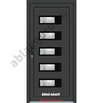 100x210 Műanyag bejárati ajtó öt kamrás profilból - 3 rétegű üveggel Quadro - BAL - Befelé nyíló - (Gyártási méret: 98x208)