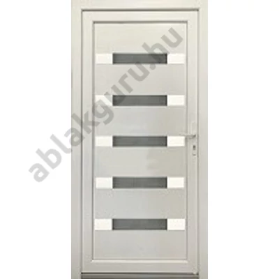 INOX rátétes - 42mm-es  PVC PANELLEL - Műanyag bejárati ajtó  -  Gríz üveg