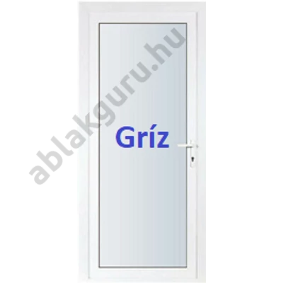 100x210 Műanyag bejárati ajtó öt kamrás ALUPLAST profilból - Teli üveges - 4-16-4 Ug=1,1  GRÍZ üveggel - BAL - Befelé nyíló - (Gyártási méret: 98x208)