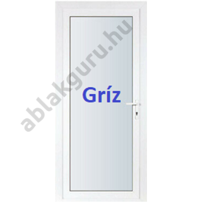 100x210 Műanyag bejárati ajtó öt kamrás ALUPLAST profilból - Teli üveges - 4-16-4 Ug=1,1  GRÍZ üveggel - BAL - Kifelé nyíló - (Gyártási méret: 98x208)